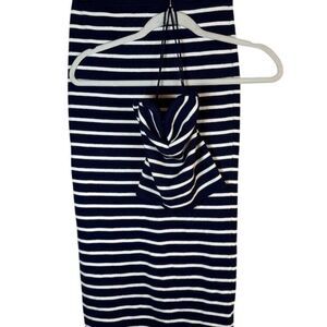 Freshman 1996 Skirt Womens Size S Navy & White Striped Knit Maxi Pull On